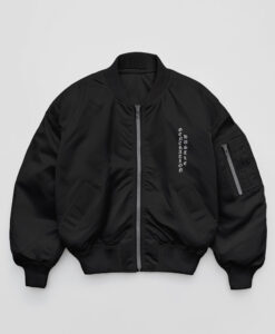 GH Script Bomber Jacket with Zipper Black